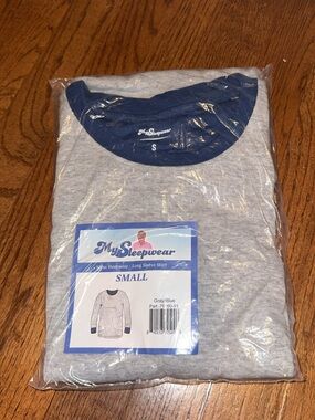 MySleepwear Men’s Gray and Navy Long Sleeve Sleep Shirt - Small